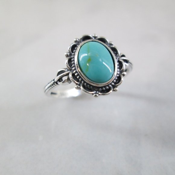 925 Turquoise Ring>Turquoise Ring,Genuine Turquoise Ring,Sterling Silver - Picture 4 of 6
